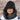 charcoal gray and black sleep hoodie worn with hood up by female